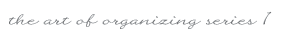 the art of organizing series 1